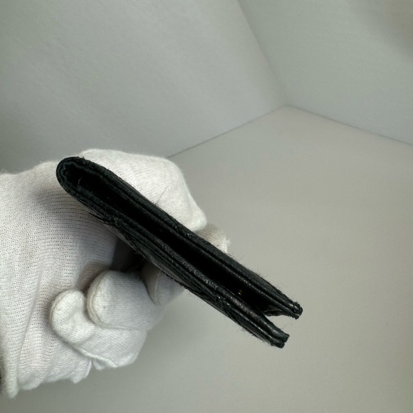 100% Authentic CHANEL Calf Skin Bifold Wallet Black CC Compact Coin Stitched - Picture 14 of 14